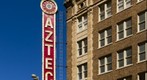 Aztec Building sign and architectural elements