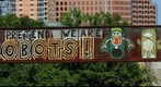 Lamar Train Bridge Robot Graffiti, Austin, Texas