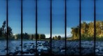 window pane view of the North Fork of the Flathead River
