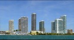 Biscayne Bay Highrises and Venetian Causeway in Miami as seen from the Venetian Isle Condo