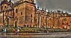 Workmen digging in front of Cusco Cathedral