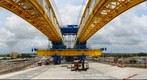 Launching Gantry Rear Support on Segment 9-4D of Bridge 19 in the SR826-SR836 Interchange Project