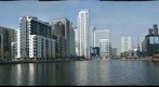 London: Millwall Inner Dock view towards Canary Wharf