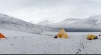 Bull Pass camp in the snow 360