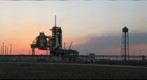 STS-125 Space Shuttle Atlantis on Pad 39-A the evening before launch at sunset