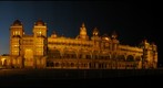 Mysore Palace with ordinary nighttime lighting