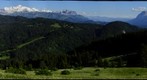 Les Gets, Chaine du Mont-Blanc depuis Mont-Caly avec le Pré