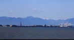 Sea port and snow mountain