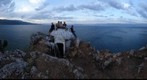 On a communist-era bunker on the rock of Lin, Albania