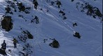 Steep climb up the 'Hillary Steps' to reach the soft powder turns from 13,500 ft Silverton Mt. 'Bilboard' peak.