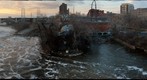 Mississippi floodwaters from the Stone Arch Bridge