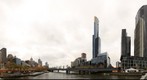 Melbourne CBD and Southbank from Queensbridge St Bridge over the Yarra River, Mar 23, 2010