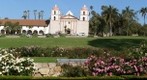 100502 Santa Barbara Mission zoom from Plaza Rubio and rose garden upper side