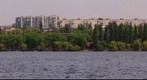 View to Zaporizhzhia citycenter and bridges over Dnipro from Hortytsia