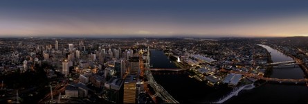 Brisbane Night Aerial Panorama from a helicopter