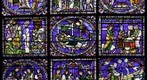 Stain glass window at Canterbury Cathedral.