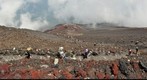 Pilgrims climbing up to the crater of Mt.Fujisan 3700m