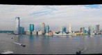 Jersey City skyline, Hudson River and Statue of Liberty  shot from Manhattan New York