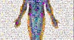 Photomosaic of the silhouette of a standing man