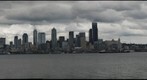 Downtown Seattle from Alki (ominous clouds)