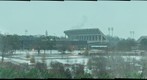 Clemson University - Death Valley and Tillman Hall from the upperdike in snow.