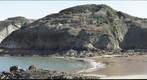Looking east at Greve de Lecq Beach,  Jersey north coast, UK
