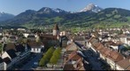 La Ville de Bulle (en Gruyère, SUISSE) depuis le clocher de l'église