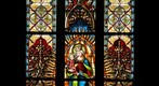 Stained glass window on Saint Michael's catholic church. Cluj Napoca, Kolozsvar. ByTransilvanArt.