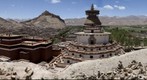 View of the Kimbum and the Dzong fortress in Gyantse, Southern Tibet. 