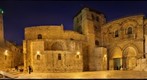 Night View of Courtyard and Facade of the Church of the Holy Sepulchre, Jerusalem, Israel