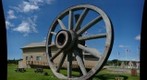 World's largest wagon wheel and pick, Fort Assiniboine, Alberta