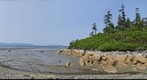 View to the Motykley Bay, Tauy Guba (Bay), off coast of Magadan, Siberia, Russia at low tide.
