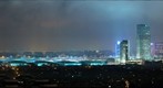 Shanghai Expo Center and Kerry Parksize hotel at night