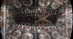 The painted nave of the wooden church of Dretea , Cluj County , now relocated in the open air Village Museum at Dumbrava Sibiului , Romania (360 degrees)