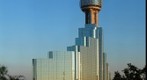 Reunion Tower rising over the Hyatt Regency Dallas.