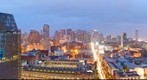 San Francisco Federal Building and Panorama from the SOMA Grand at Dusk