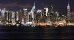 New York, NY Panorama with full moon