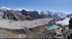 View over Gokyo village and Gokyo lakes from top of Gokyo Ri