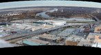 View of the Missouri River after the flooding receded from the First National Building in downtown Omaha