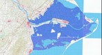 Mapa topográfico del Delta del Ebro. Area de 36x36 Kms