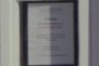Notice on door.