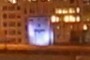 Giant purple robot face