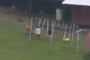 Playing on the swingset