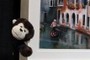 Cuddly Monkey beside unidentified Venice painting