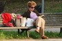 lady on a bench