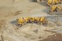 Trucks loading up in Portland cement plant