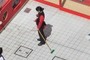 Cleaning the sidewalk